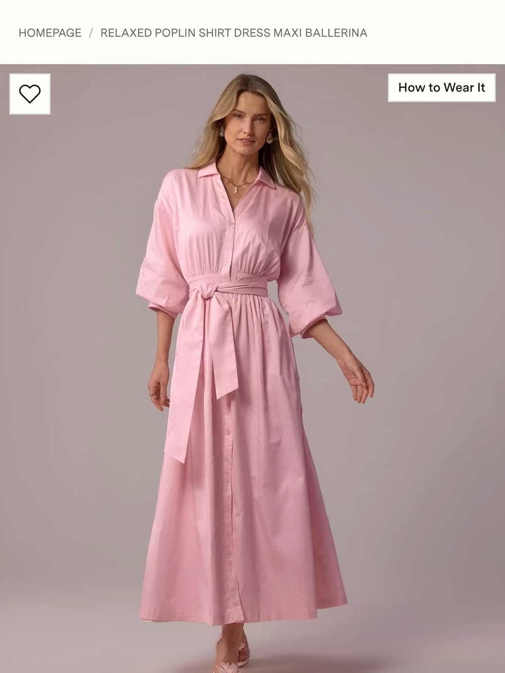 Boston Proper Relaxed Poplin Maxi Dress in Ballerina Pink